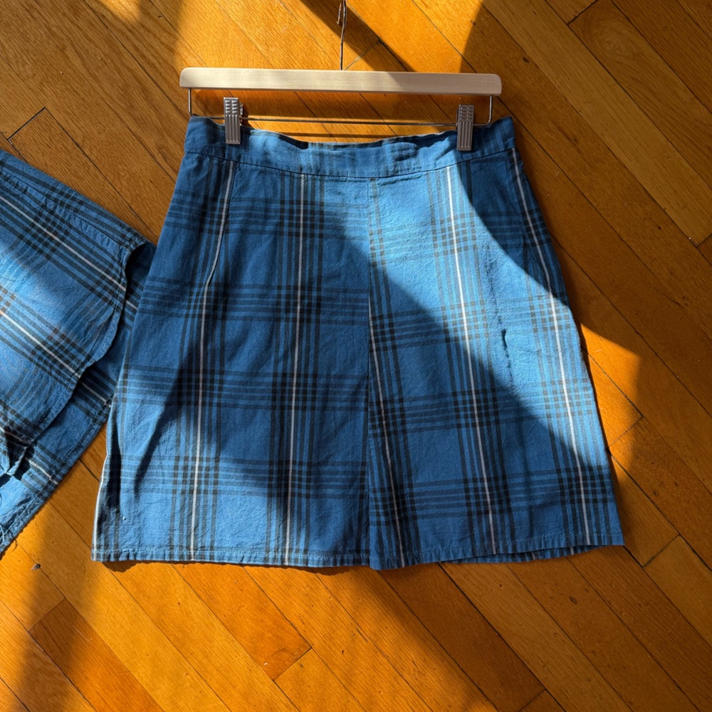 Vintage Blue Plaid Shirt and Skirt Set
#vintageskirtset #vintageplaid
